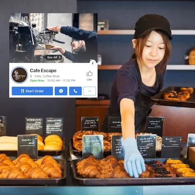 Facebook Pages profile of the business Cafe Escape