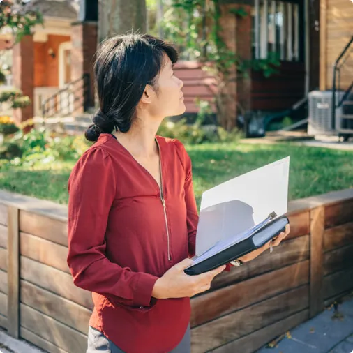 Facebook Page apartment seeker or homebuyer stands outside a property listing waiting for seller and estate agent