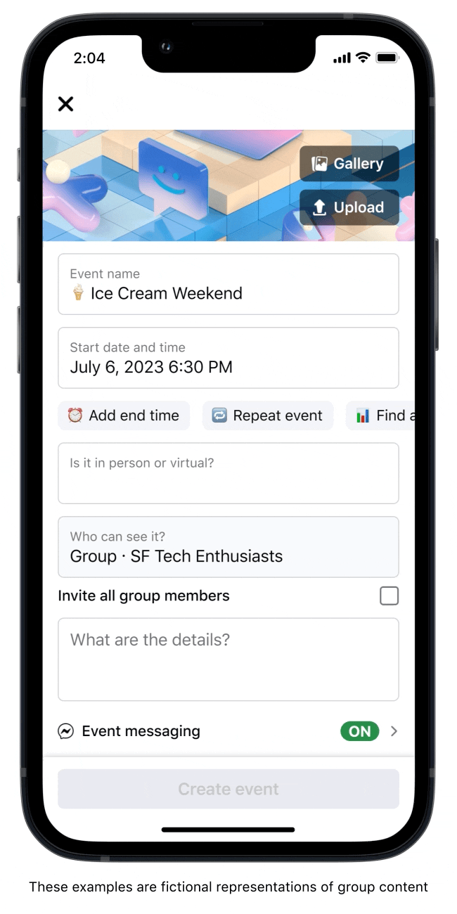 How to turn on member-suggested event chats