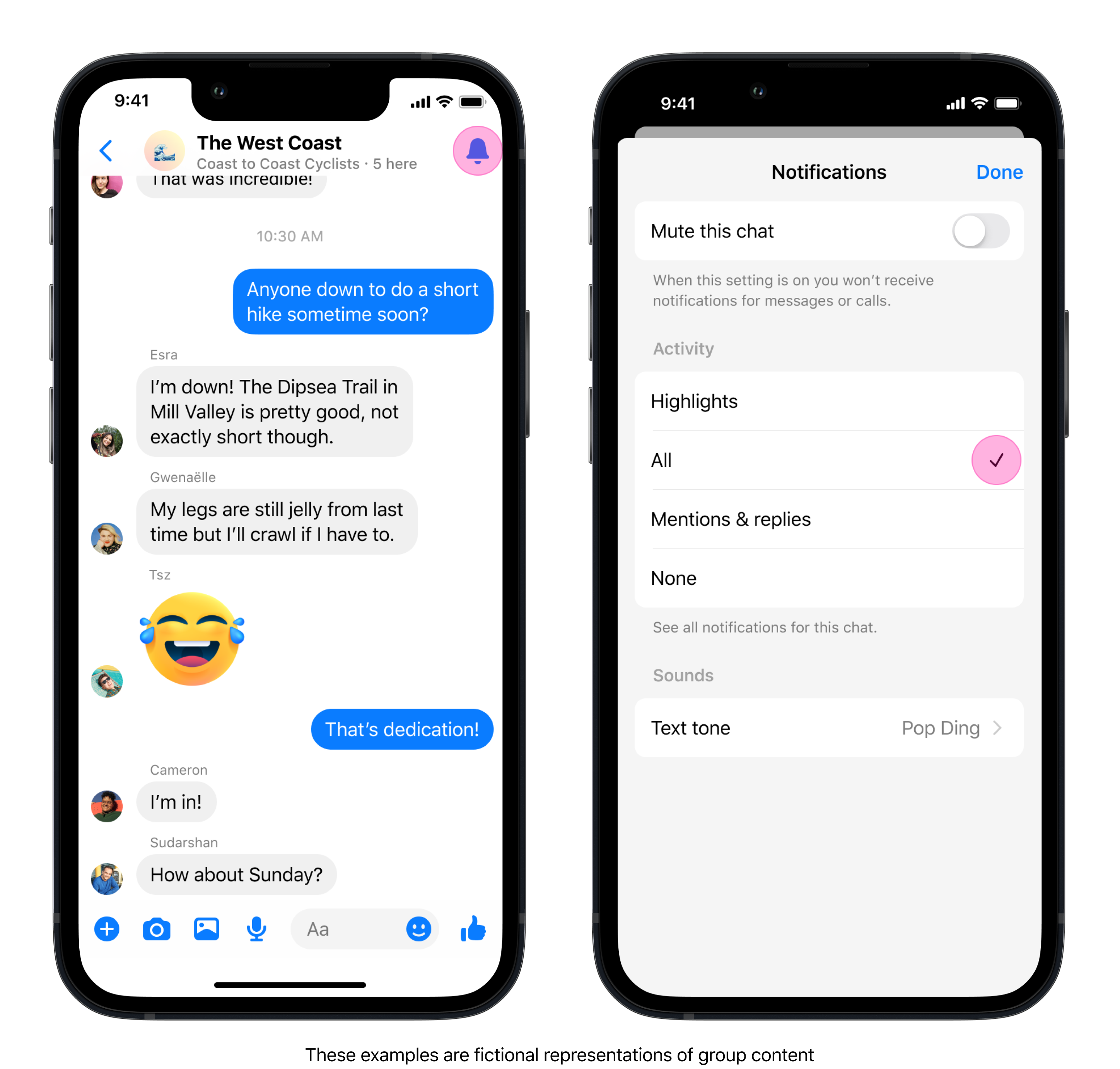 Showing how to manage notifications for an individual chat