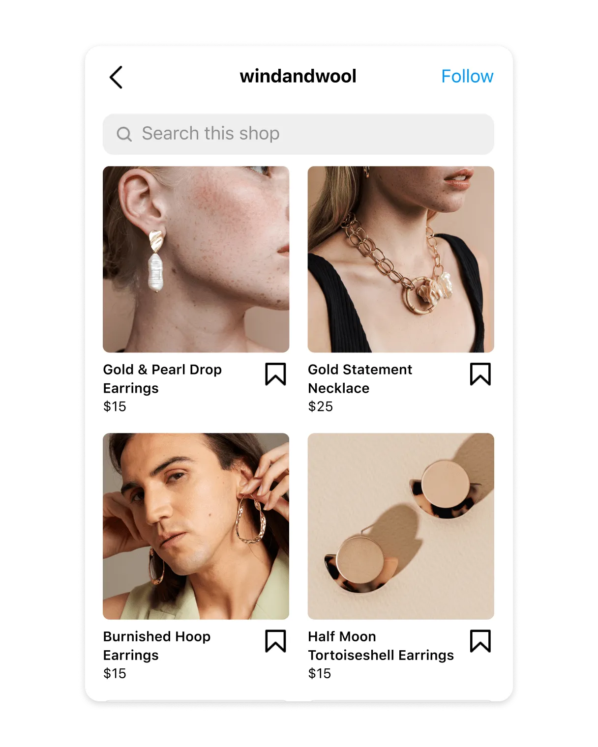 Example of the Instagram Platform (Shopping)