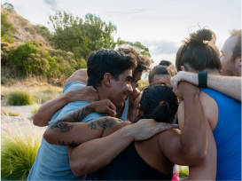 happy team hugging each other