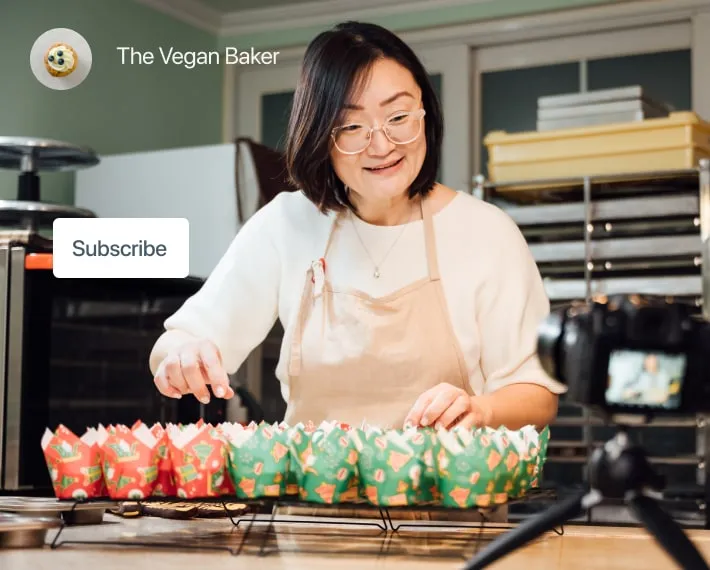 Vegan baker getting ready to bake a dessert – how to monetise my content and earn money on Facebook and Instagram