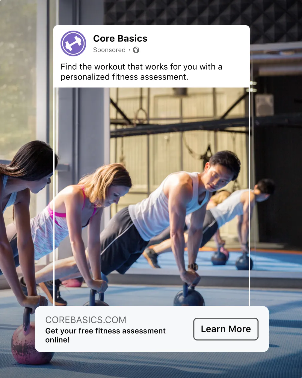 Group exercise framed in Core Basics Ads Post