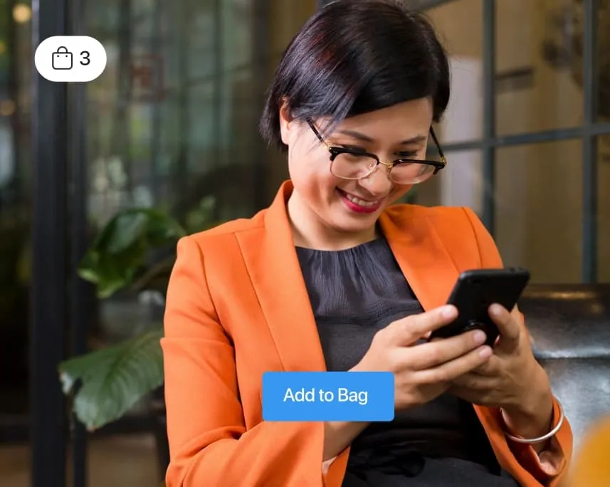 Woman on phone using ad targeting tools