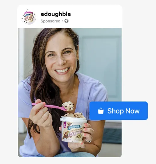 Edoughble example of personalised ads based on location and interest of lookalike audiences to reach audience and increase sales.
