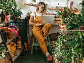 woman working on her laptop