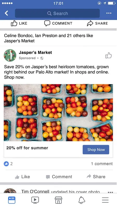 Example of a business posting an offer to its customers