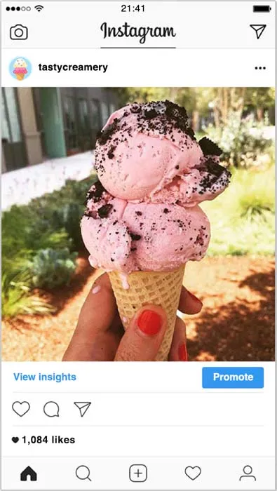 An example of an Instagram post that can be promoted
